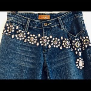 Swarovski Crystal stunning Statement Jeans Flared